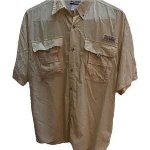 Columbia Fishing Shirt‎ Mens M Bahama II PFG Short Sleeve Tan FM7047 Button Down